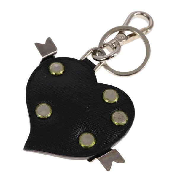 PRADA Key Ring Leather Black Auth ac3522 - Picture 1 of 14
